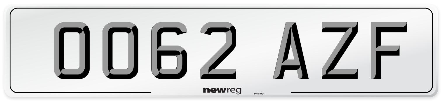 OO62 AZF Number Plate from New Reg